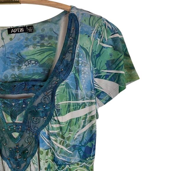 Apt. 9 Green & Blue Print Top Size Small - Picture 4 of 9